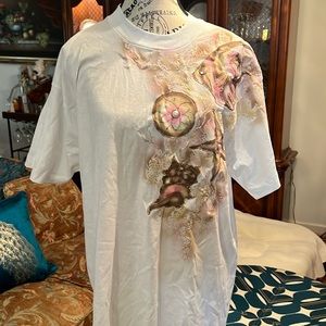 Painted T shirt with seashells , NWOT never worn